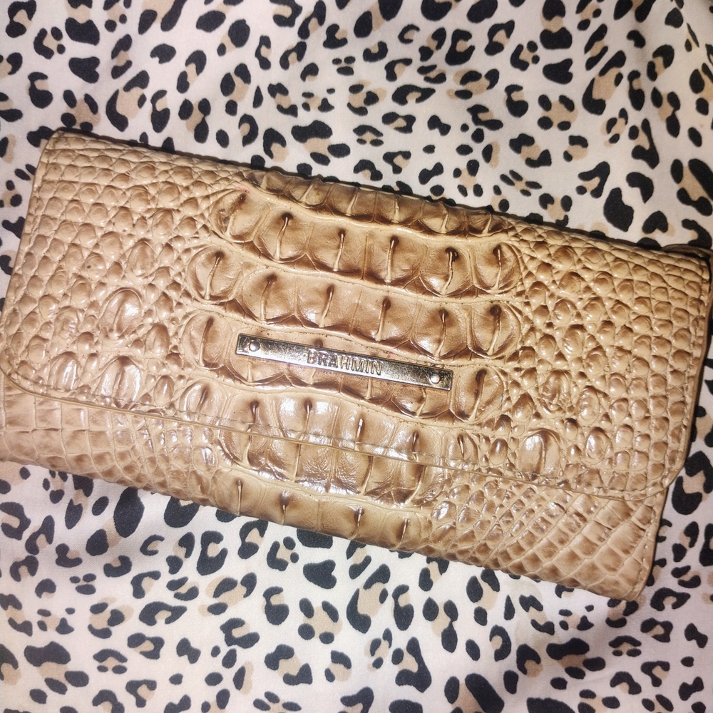 Brahmin Tan Crocodile Embossed Wallet